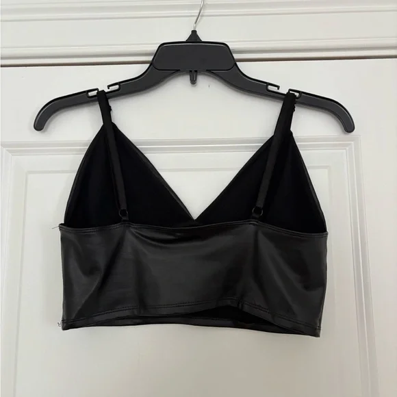 Garage Black Faux Leather Cropped Bralette - Picture 8 of 8